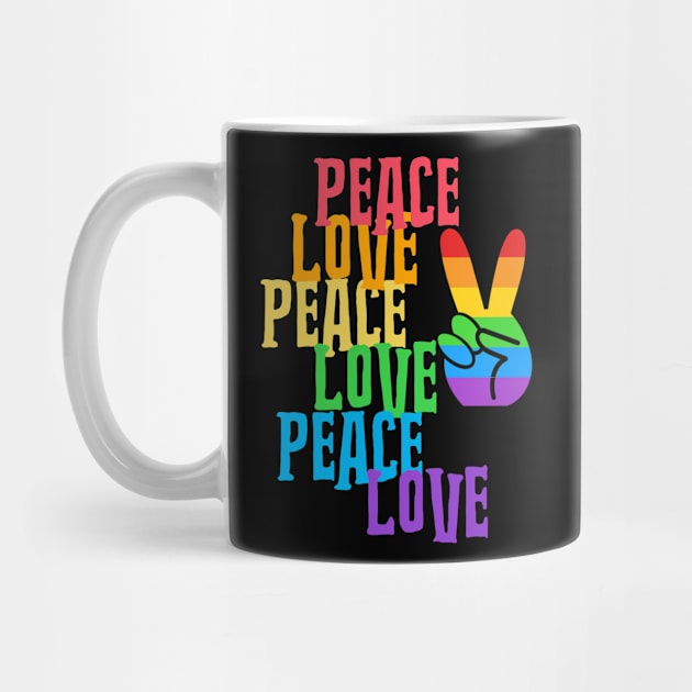 PEACE Sign Hand Rainbow Retro Love by SartorisArt1